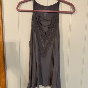 American Eagle Gray Lace Detail Women's Top size medium